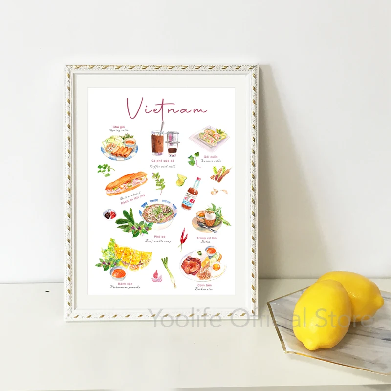 Vietnam Food Art Prints Banh Mi Pho Posters Cooking Foodie Vietnamese Cuisine Canvas Painting Wall Pictures Kitchen Decor