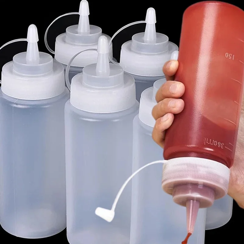 Bouteilles à presser pour condiments, Ketchup, moutarde, salade, Sauces barbecue, distributeur d'huile d'olive, outils de cuisine, bouteilles d'assaisonnement à presser, 5/1 pièce