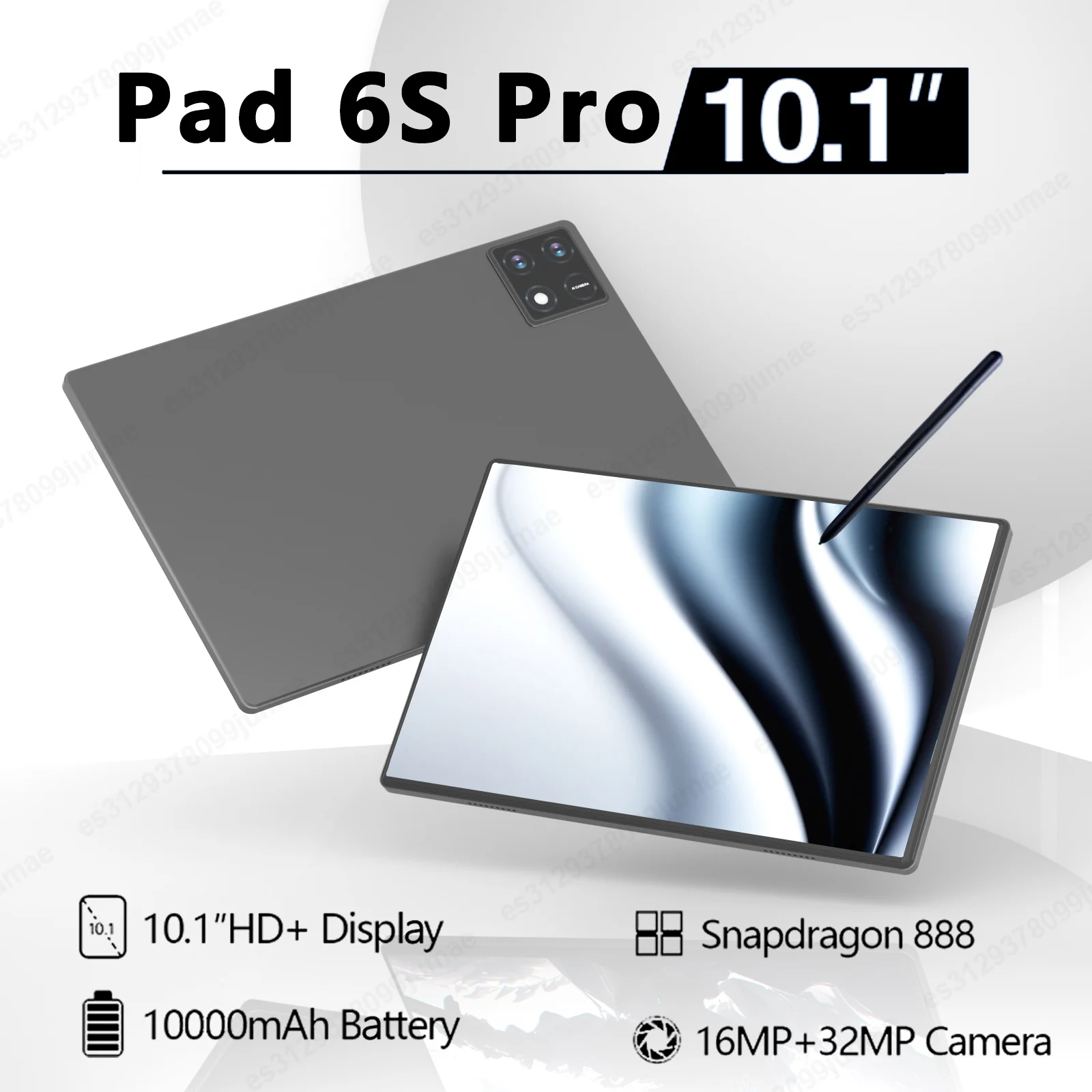 Original Pad 6S Pro tablet 10.1 inch  Android 14 Snapdragon888 10 Core 16GB+1024GB 10000mah 5G Dual SIM WIFI  HD Full Screen