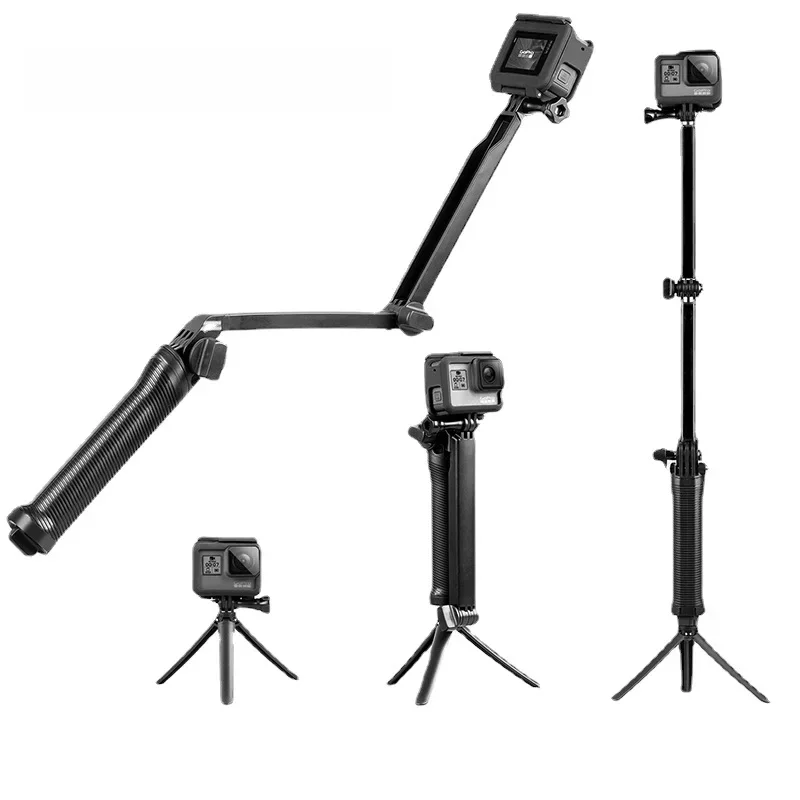 3-krotnie składany wodoodporny kij do selfie 3-kierunkowy statyw Monopod Mini statyw do GoPro 12 11 10 9 8 7 Insta360 Osmo Akcesoria do kamer akcji — zdjęcie 2