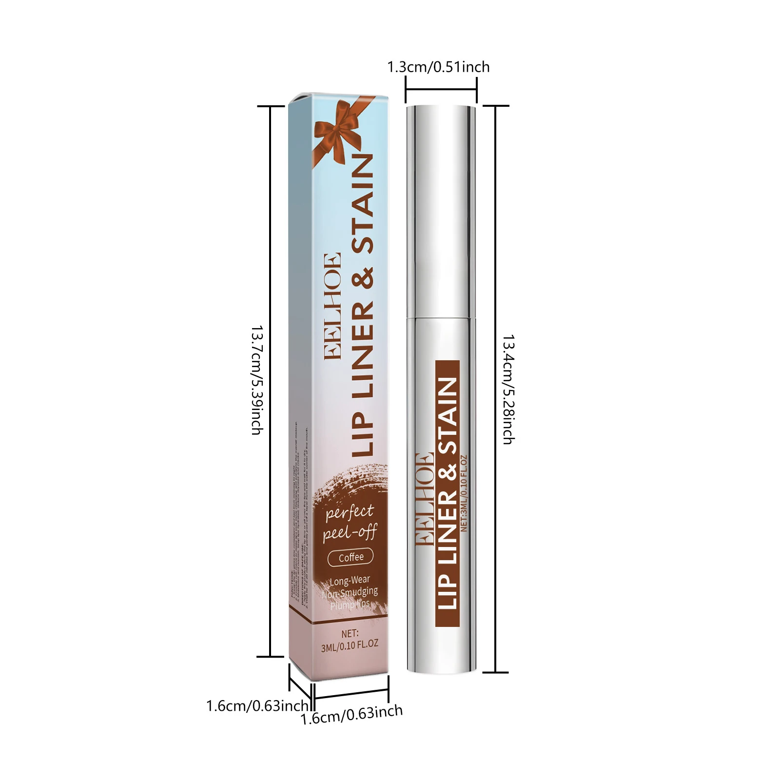 EELHOE-delineador de labios despegable, 2 colores, Color fácil, larga duración, resistente al agua, antiadherente, tatuaje Natural, maquillaje mate, brillo de labios hidratante