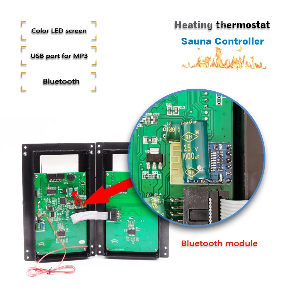 110V 220V 30A Sauna Controller Infrared LCD touch screen Sauna Room Thermostat with bluetooth module Optional