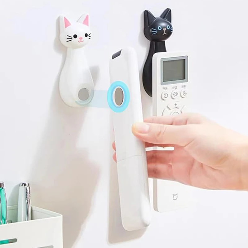 

Cute Multifunction Cat Magnetic Hooks for Air Conditioner and TV Remotes, Featuring Strong and Traceless Adhesive Design, Ideal