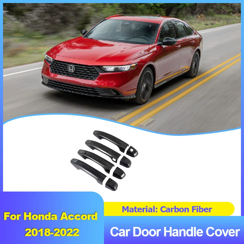 

for Honda Accord 10th 2020 2021 2018~2022 Chrome Car Door Handle Cover Trim Carbon Fiber Car-Styling Exterior Parts Accessories