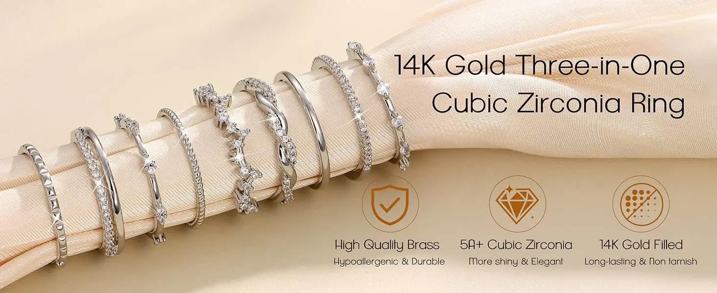 CZ Adjustable Stacking Ring Set — product information 6