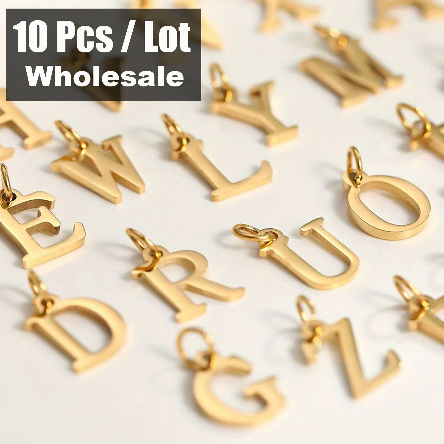 10PCS 26 Letters Stainless Steel Cut Alphabet Pendant for DIY Woman Necklace Ladies Jewelry Accessories Wholesale Dropshipping