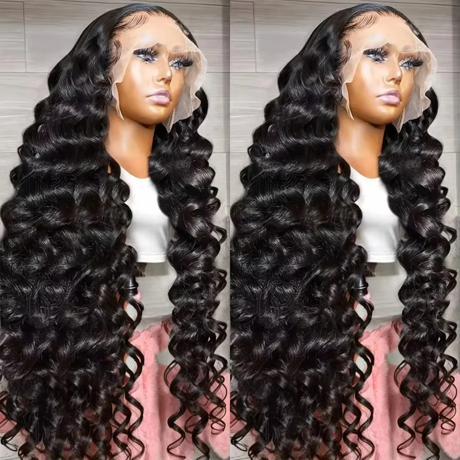 Mossily Hair 220% Loose Deep Wave Lace Frontal Wig Human Hair 13X6 HD Transparent Water Curly Natural Lace Front Wigs For Women