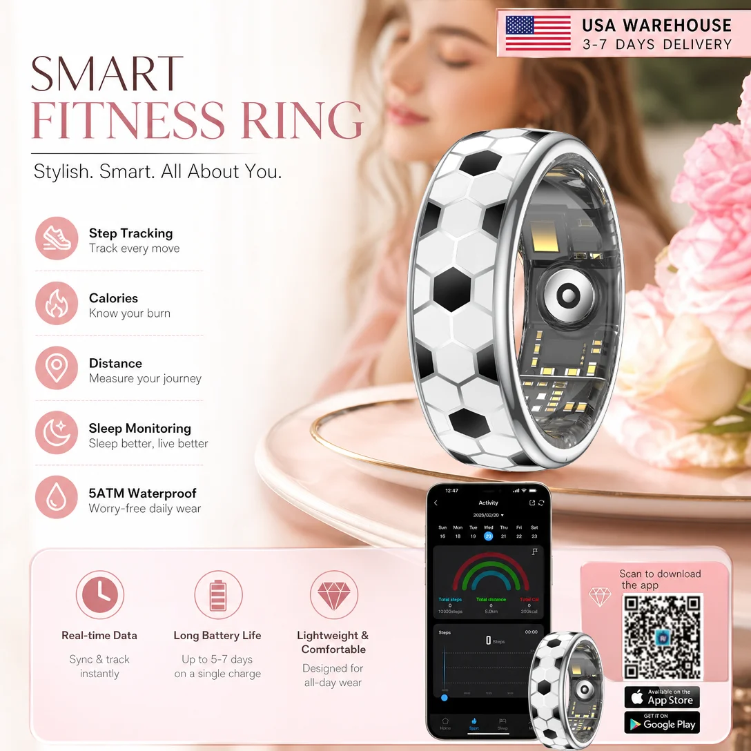 Women'S Health & Wellness Center - 女性用スマートリング フットボール制御ビデオ 新技術 スマートリング 健康モニター付き 防水