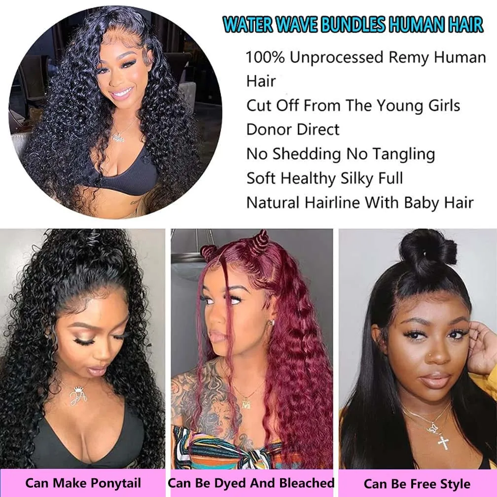 ブラジル人毛水波バンドルウェットとウェーブのかかった人毛 100% 未処理バージンヘアカーリーバンドルナチュラルブラックカラー