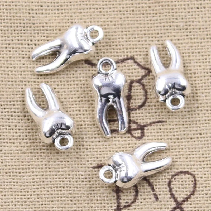 12 sztuk Charms 3D Zombie zębów Molar 16x8x5mm Antique Bronze srebrny kolorowy platerowany tworzenie wisiorów DIY Handmade tybetański znalezienie — zdjęcie 2