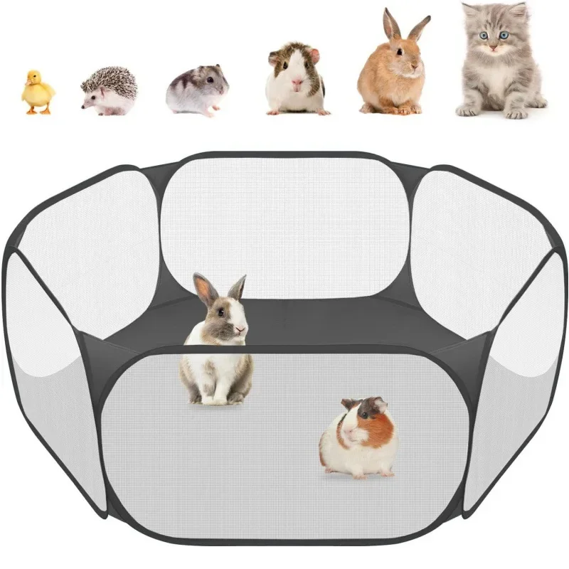 Petite Cage transparente Portable pour animaux de compagnie, tente pour chat et chien, parc pour animaux de compagnie, clôture de cour pliante ouverte pour chien, Hamster, lapin, cochon d'inde
