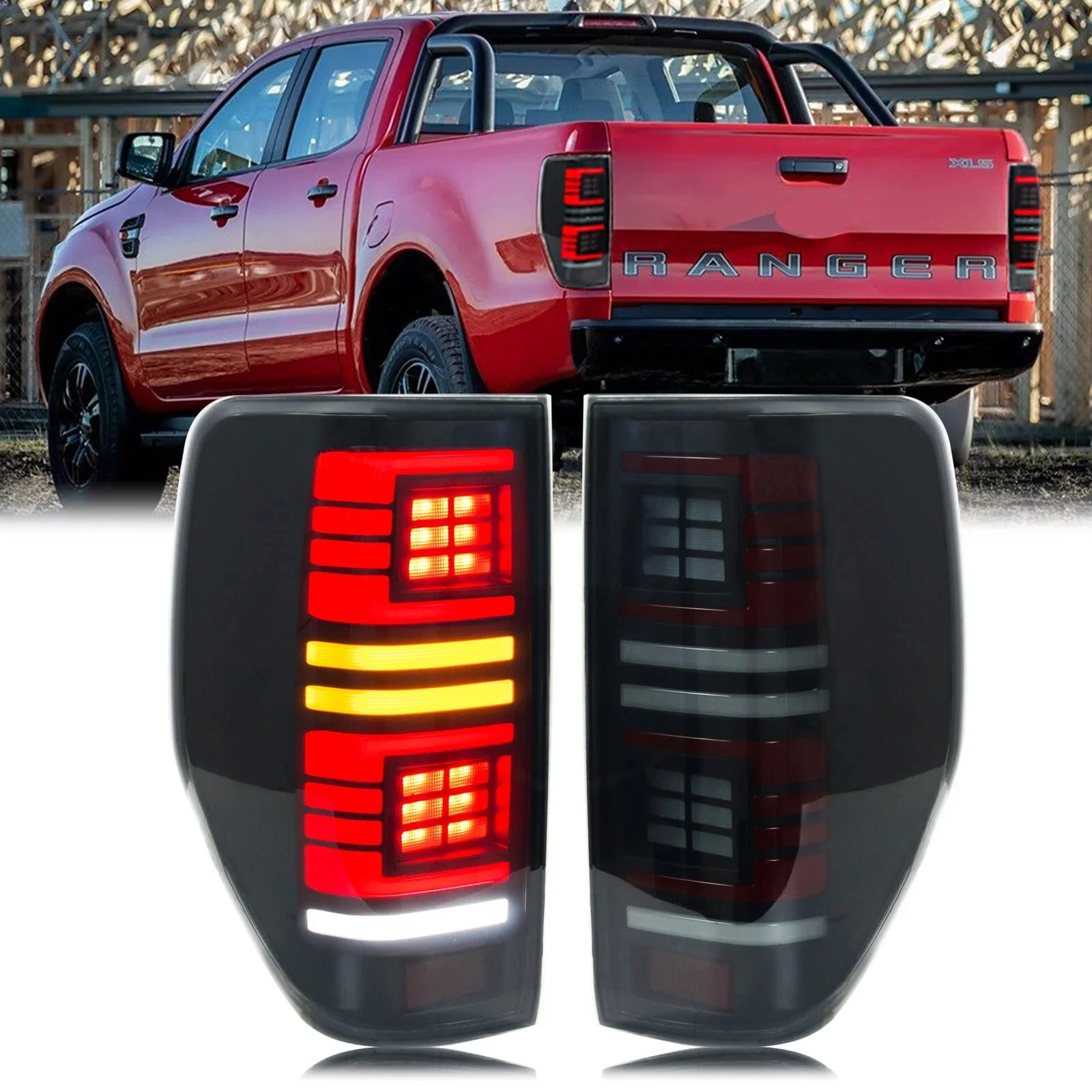 Led-achterlichten Voor Ford Ranger 2012-2021 T6 T7 RAPTOR Start-Up Animatie Sequentiële Richtingaanwijzer Achterlichten montage - afbeelding 2