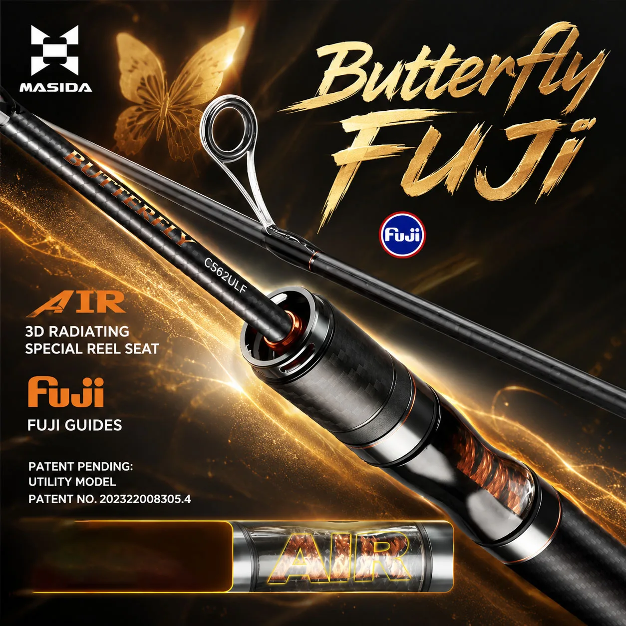 

HASIDA Butterfly BFS Fishing Rod Ultralight Casting Professional Carbon Fiber Blank Fuji O Guide Eye Solid Tip 2 Part Rod