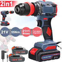 2 IN 1 Brushless Cordless Driver Drill Electric Screwdriver 55Nm Multifunction 21V Battery Drills Rotation Ways Screwdriver Tool