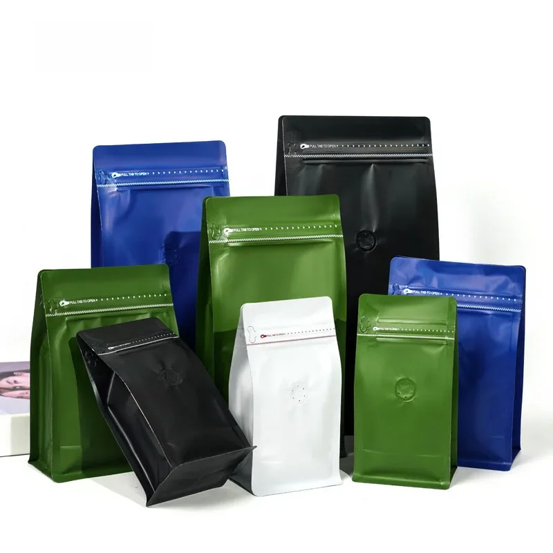 TETP 50Pcs Torebki na kawę z zaworem Folia aluminiowa Zgrzewalny boczny zamek błyskawiczny Domowa herbata Orzechy Kawa ziarnista Przechowywanie suchej żywności Wielokrotnego użytku — zdjęcie 2