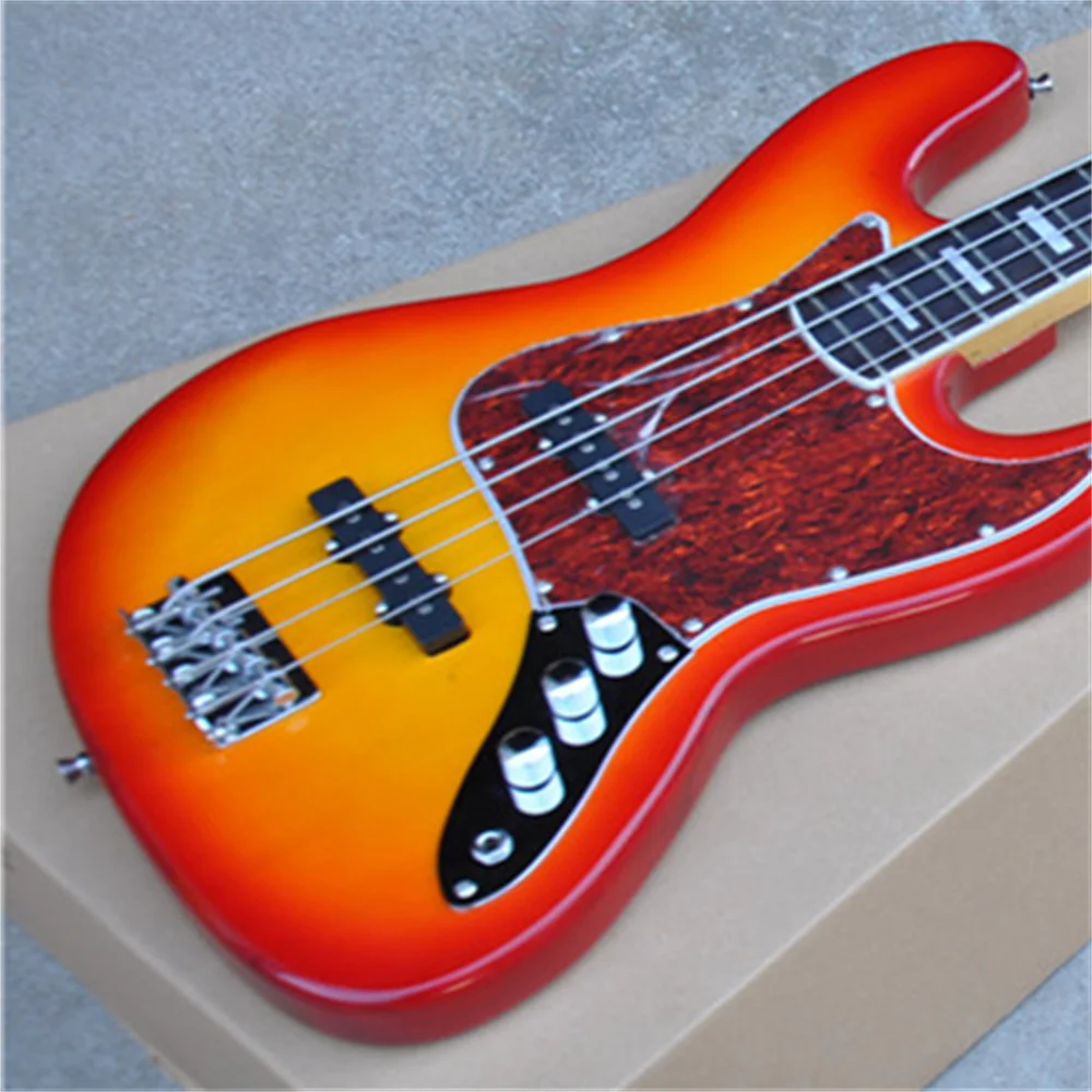 

Factory high-quality 4-string sun-colored bass electric guitar