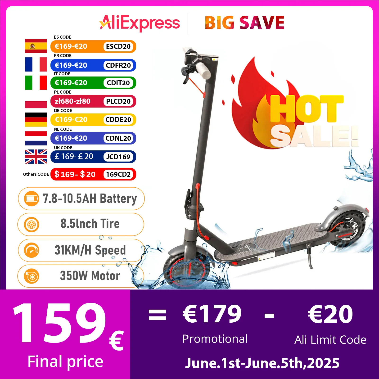 Saft 7,8-10,5 Ah Elektro roller 350W 31 km/h faltbarer Elektro roller 8,5 Zoll App Smart Escooter