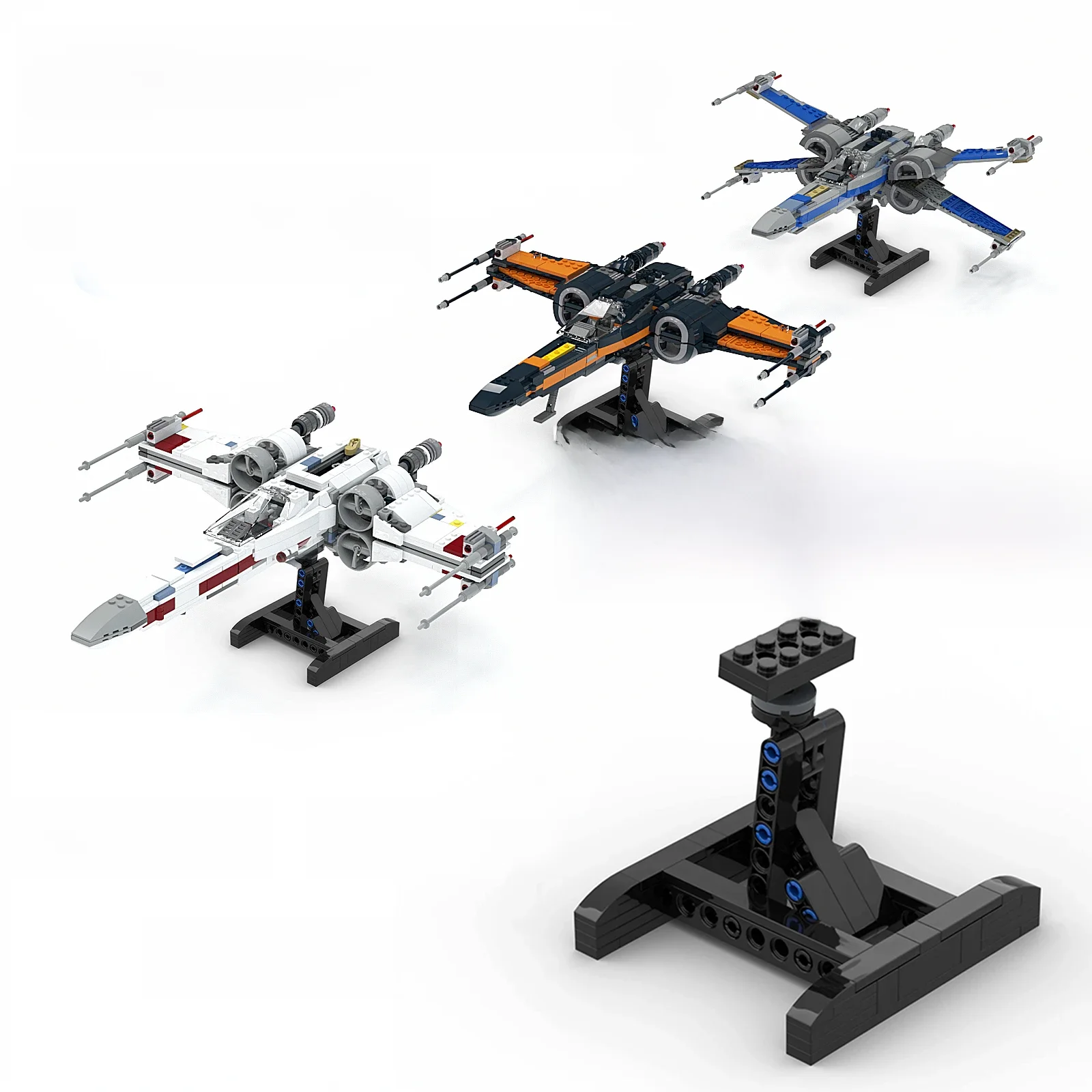 MOC Stand Display Bouwstenen Beugel Voor X-Wing Space Wars Fighter 75102/75149/75218 Ondersteuning Bricks kinderen Speelgoed Kinderen Gift - afbeelding 2
