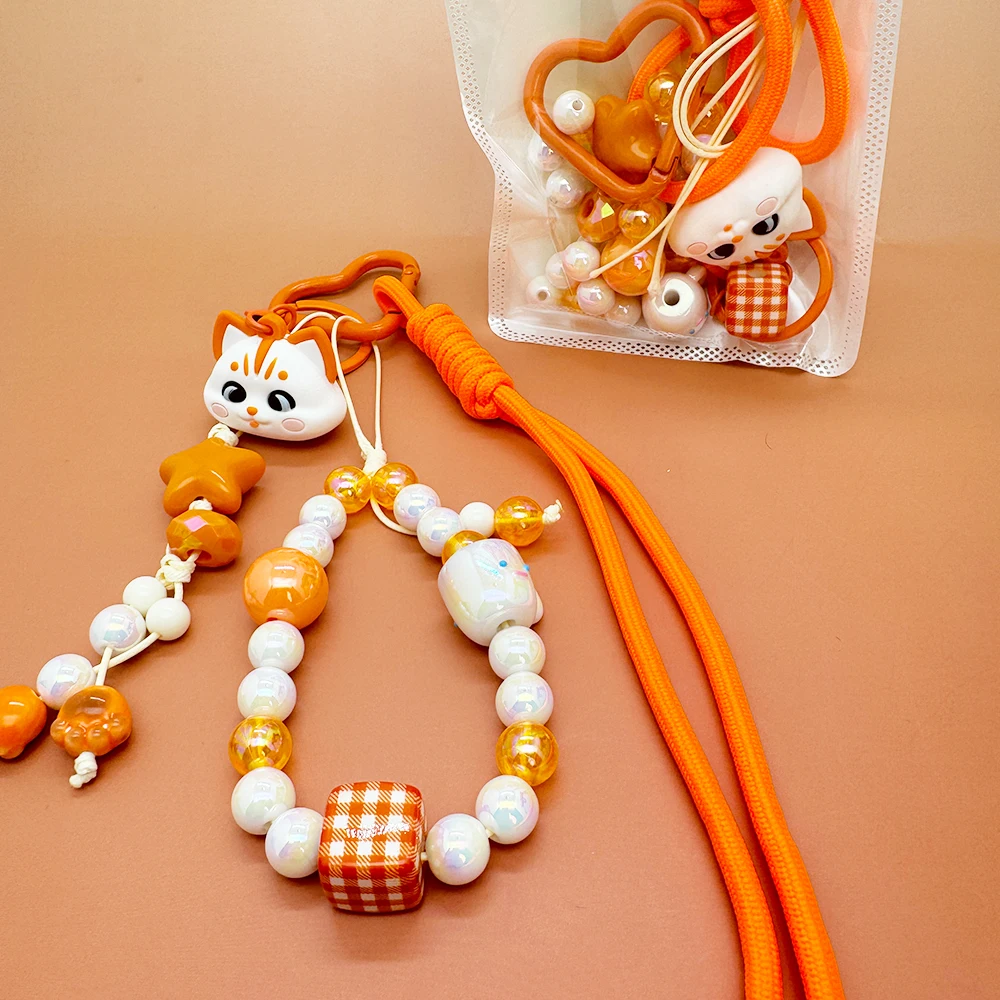 

DIY Cute Mobile Phone Hanging Chain Bead Strap Bracelet Gift Accessories Kit Bag Charm Keyring Keychain Decorations