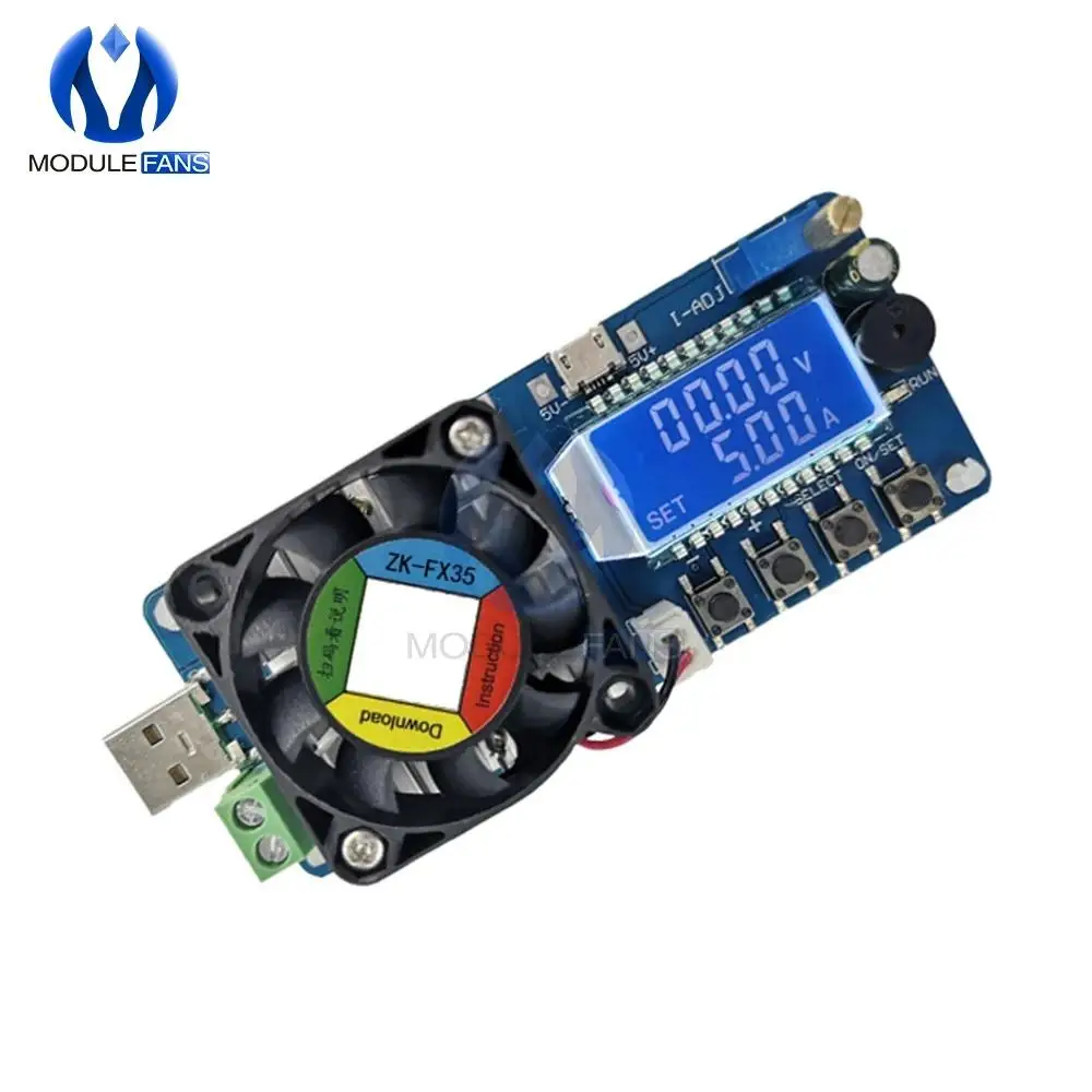 25W 35W 4A/5A Electronic Load Current Voltage Power Tester USB Protection LCD HD Display Adjustable Resistance Unloader