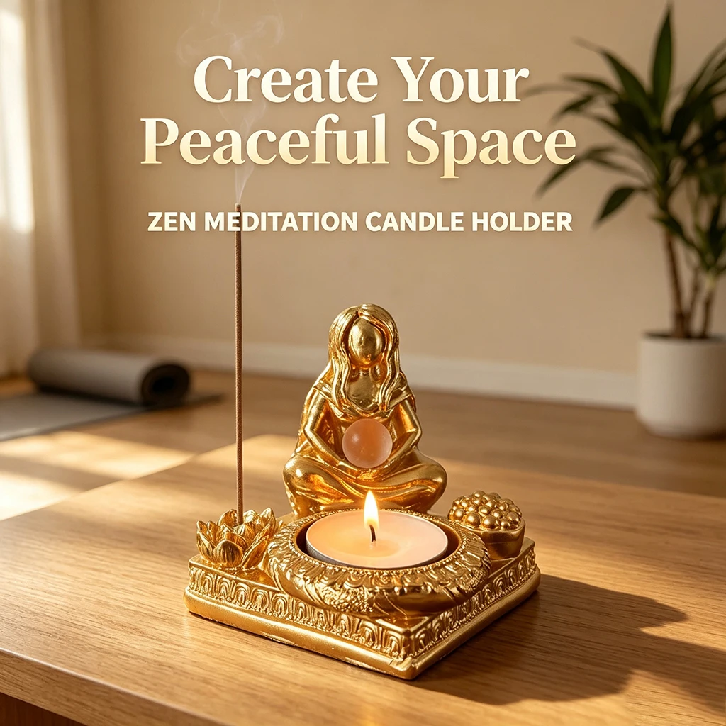Buddha-Räucherstäbchenhalter, Kerzenhalter, Harzstatue, Meditations-Aromatherapie-Lampe, Zen-Heimdekoration, spirituelles Geschenk, Dekoration