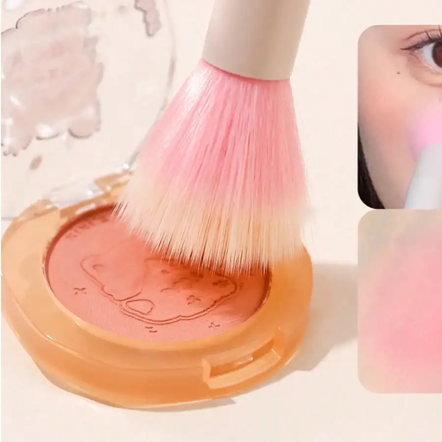 فرشاة تظليل متدرجة اللون وردية اللون، فرشاة أحمر خدود محمولة، فرشاة بودرة، أداة متعددة الوظائف لتحديد ملامح الوجه