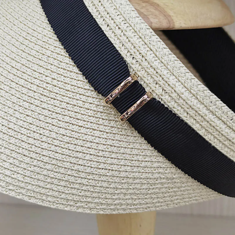 Wide Brim Summer Cap Sun Visor Cap with Elastic Head Straw Cap Sun Visor Hat for women Beach Cap Baggy Sun CaAdjustable Packable