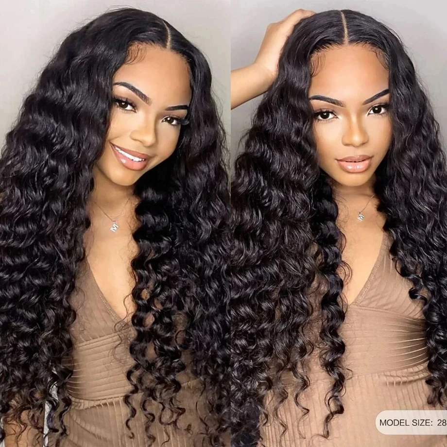 13x6 Curly Lace Front Wig Human Hair 13x4 HD Transparent Lace Frontal Wigs with Baby Hair 30 Inch Brazilian Deep wave