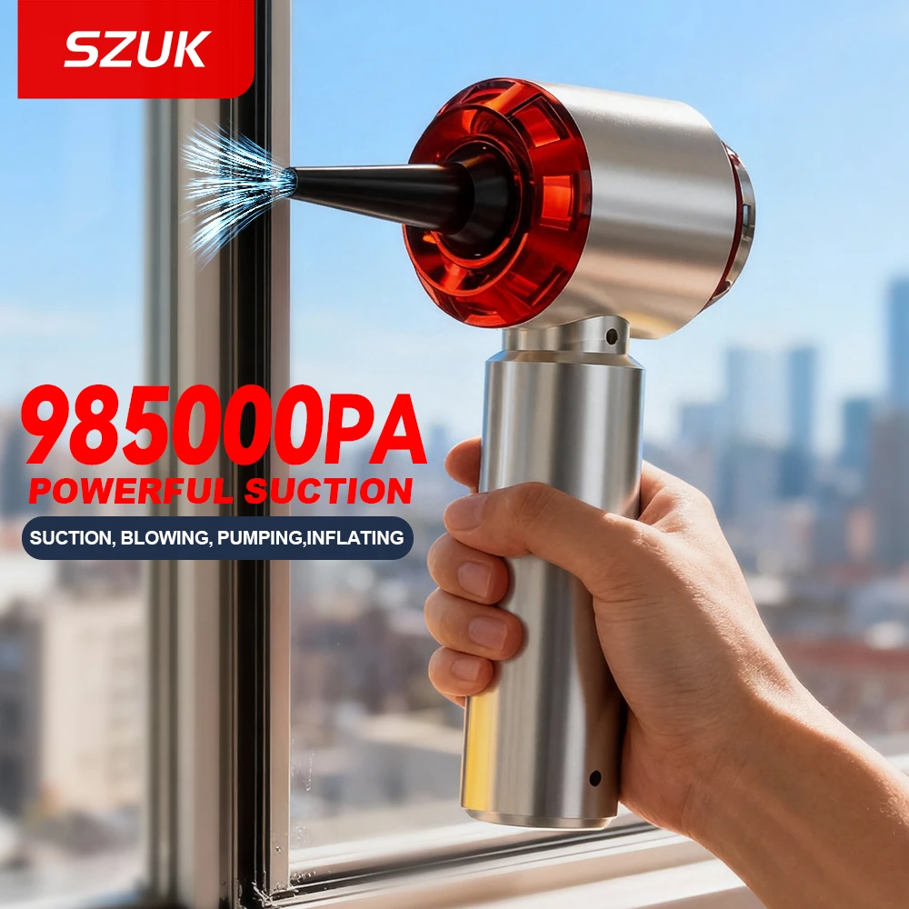 

SZUK 2026 Автомобильный пылесос 985000PA Мини беспроводной мощный ручной воздуходувка Бесщеточный двигатель Портативный автомобильный пылесос