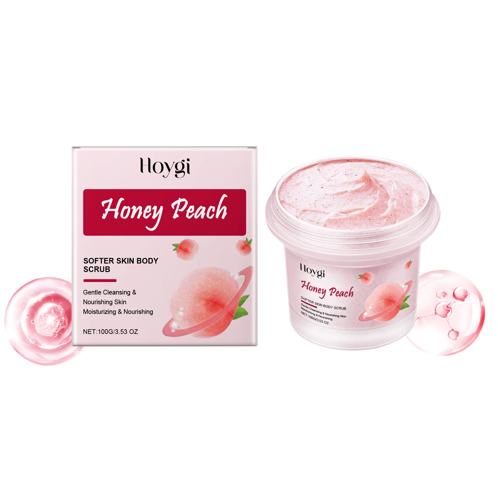 สครับขัดผิวโฮยจิ 100 กรัม กลิ่นน้ำผึ้งพีช ขจัดเมลานิน ผลัดเซลล์ผิวที่ตายแล้ว บำรุงผิวให้เนียนนุ่ม กลิ่นหอมสดชื่น ผิวกระจ่างใส