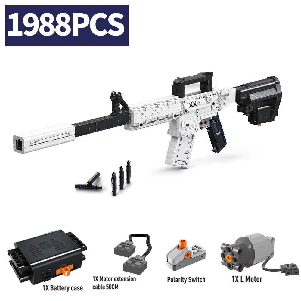 

1988Ppcs MOC Electric Sniper Rifle Building Blocks SWAT Military Weapon Assault Rifle Bullet Police Pistol Brick KidsToys Gifts