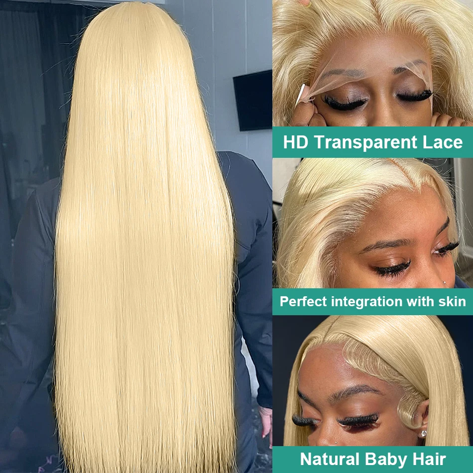 Perucas transparentes de cabelo humano para mulheres negras, peruca frontal de renda loira 613 HD, peruca frontal 13x4, 13x6, 30"