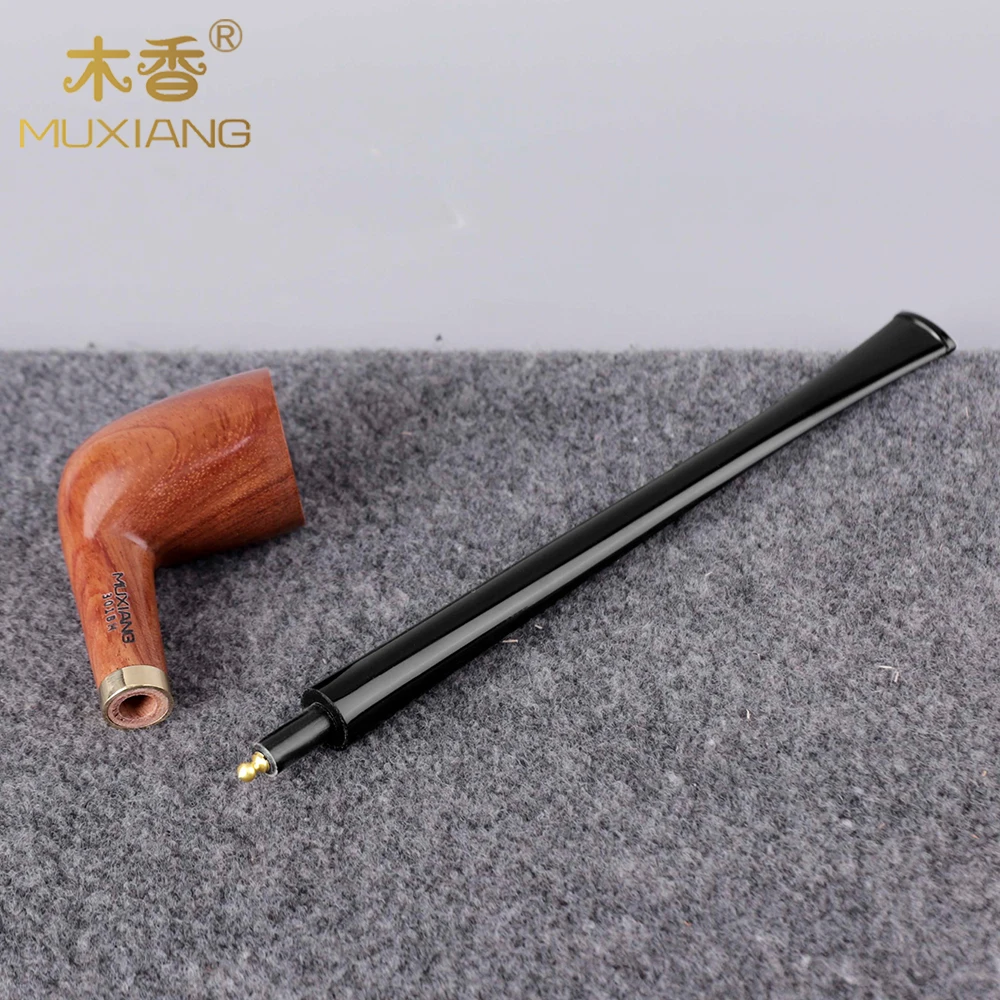 MUXIANG straight handle reading tobacco pipe, solid wood pipe, church pipe, Father's Day gift, length 257mm