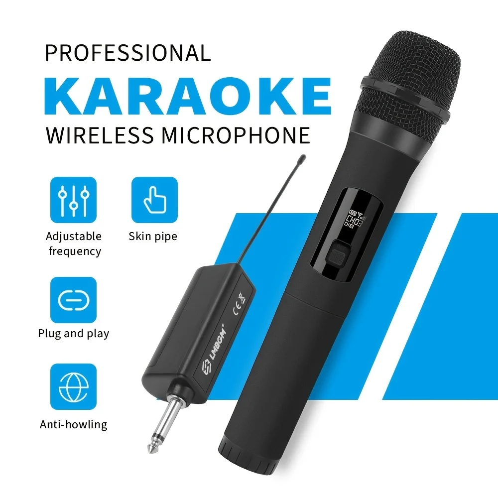 LMBGM-W2 Wireless Universal Dynamic Microphone Plug and Play 2 Channel Handheld Mic for Party Karaoke Conference Performance