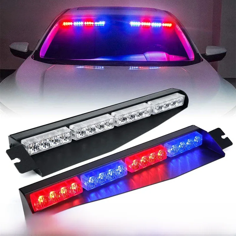 Visor Strobe LED Light Bar Interior Windshield Sunvisor Lamp Emergency Warning Flashing Lights for Volunteer Vehicles Trucks