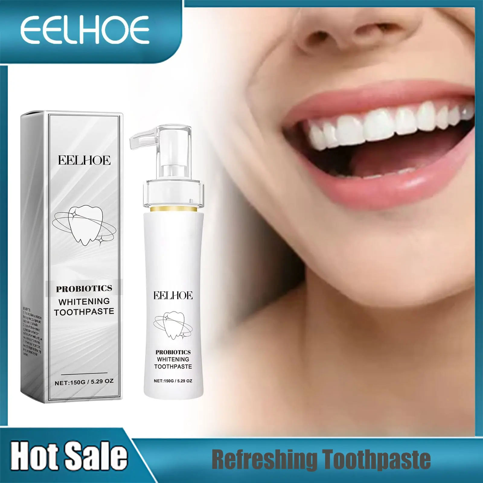 

EELHOE Teeth Whitening Toothpaste Oral Cleaning Care Fresh Breath Teeth Stain Removal Cleaning Teeth Brightening Toothpaste 150g