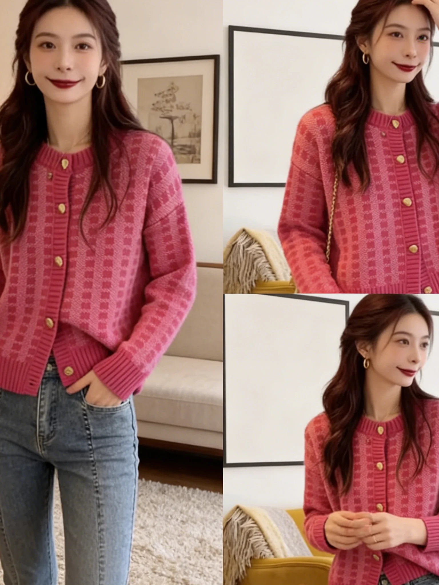 

Xiaoxiang-style women's sweater 2026 spring and autumn new long-sleeve knitted cardigan for women