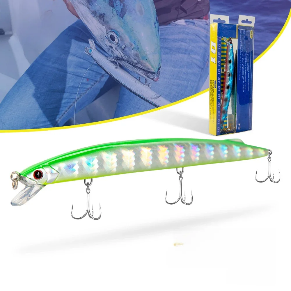Leurre de pêche en mer D1 190mm 37.5g-38g, leurres minnow coulants, profondeur 0.6-0.9m, pour barracuda, maquereau, sardine, brochet, Jerkbait DT5016