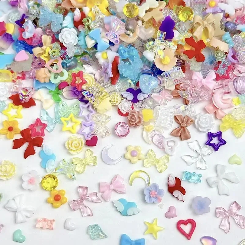 Nail Art Charms, Bows, Flowers, Mixed, Multiple Styles, Transparent, Bears, Hearts, Moons, Nail Decorations, DIY souhaits on, N64.