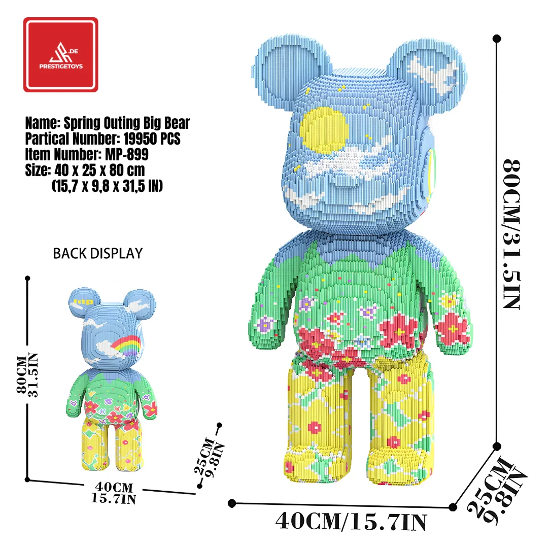 MPIN 80cm Designer Beer Bouwstenen - Grote Kunststandbeeld Figuur, Kleurrijk Streetwear & Feestelijk Baksteenmodel, Luxe Huisdecoratie Cadeau voor Verzamelaars (DE Voorraad)