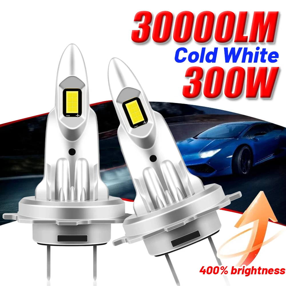 

H1 H7 LED Headlight Bulb H4 H11 H8 9005 9006 Mini 300W 30000LM CSP for Car Headlamp Fanless Light Auto Diode Fog Lamps 12V 6000K