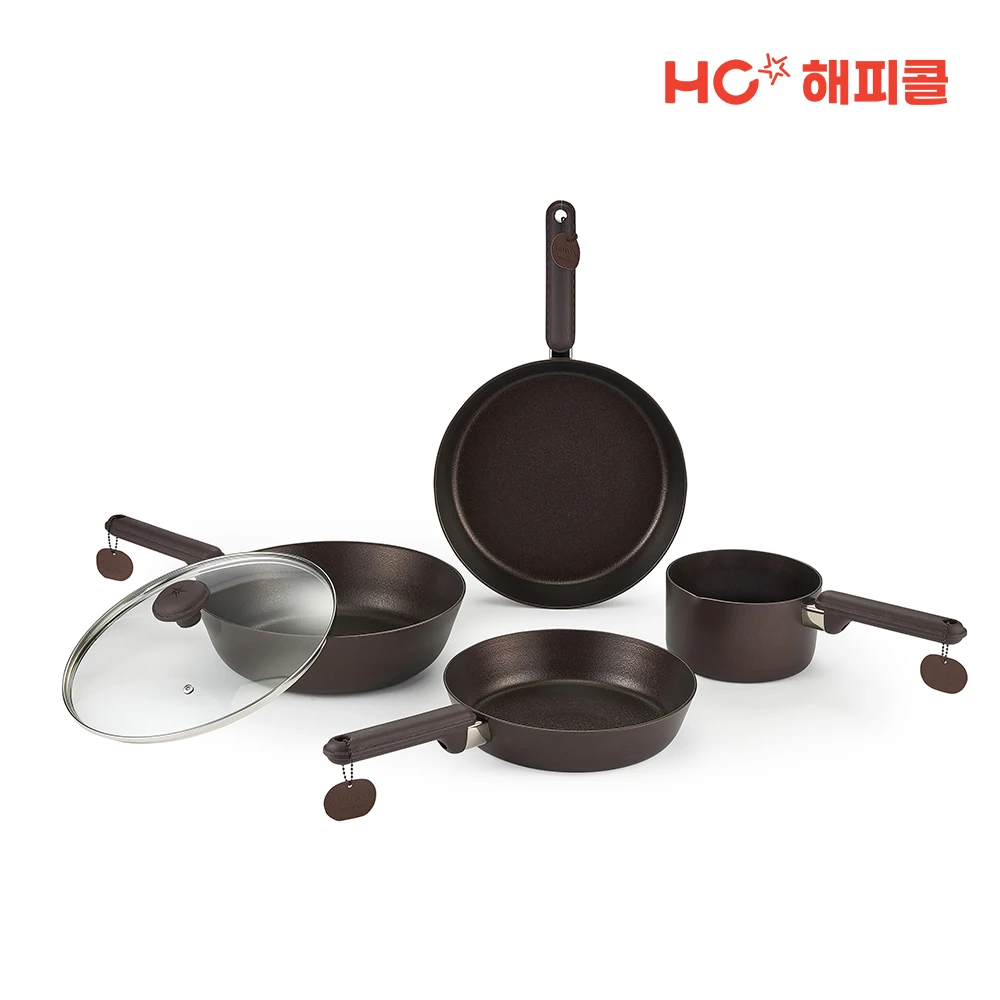 Happy call Florence antique emotional design Artigen IH frying pan 5P set (24 fans + 28 fans + 28 wok + milk pot 16cm + 28 lid)