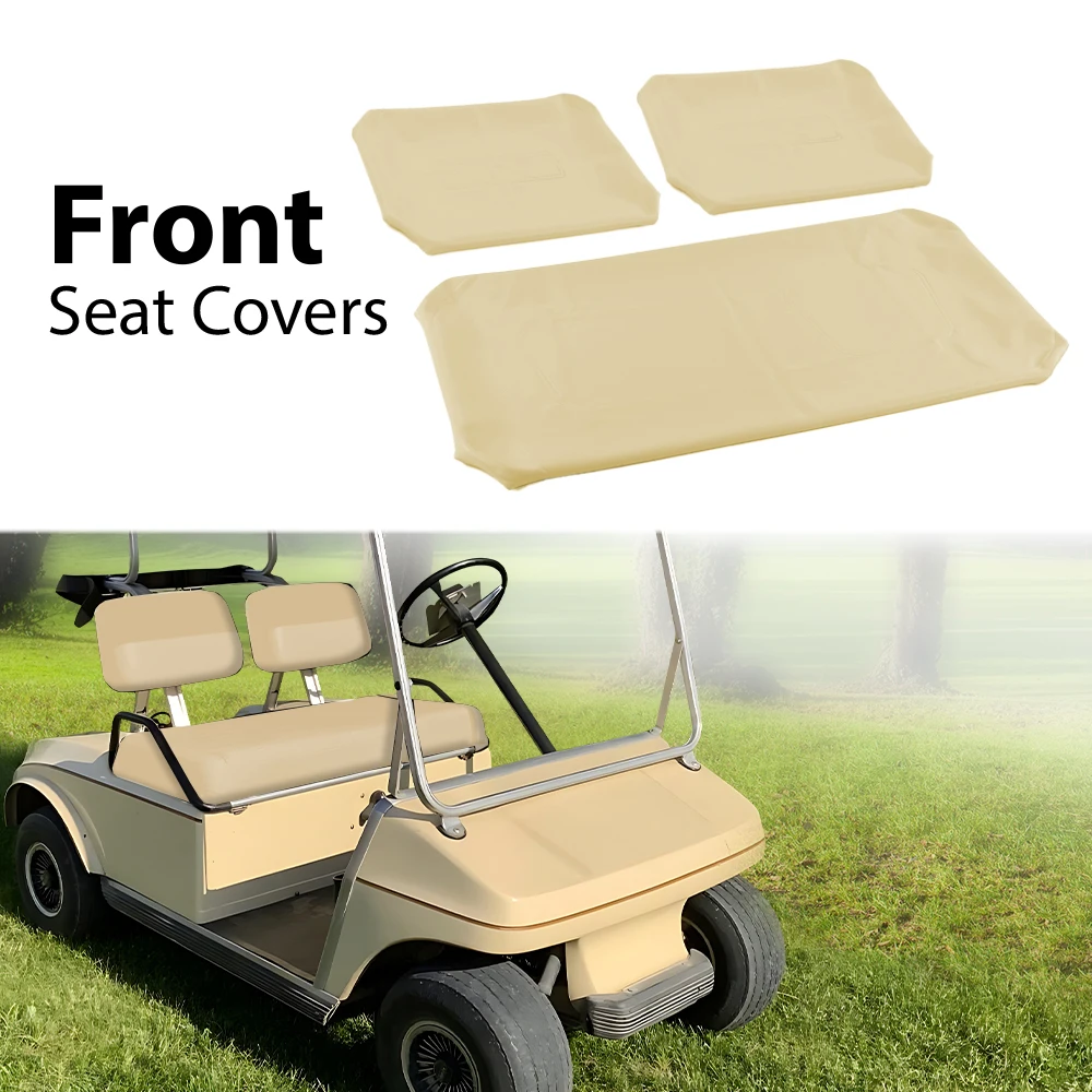 

3Pcs Club Car Front Seat Covers Pu Leather Fit for 1982-00 Pre-2000 Ds Golf Cart Beige Ds Leather Easy to Install Waterproof