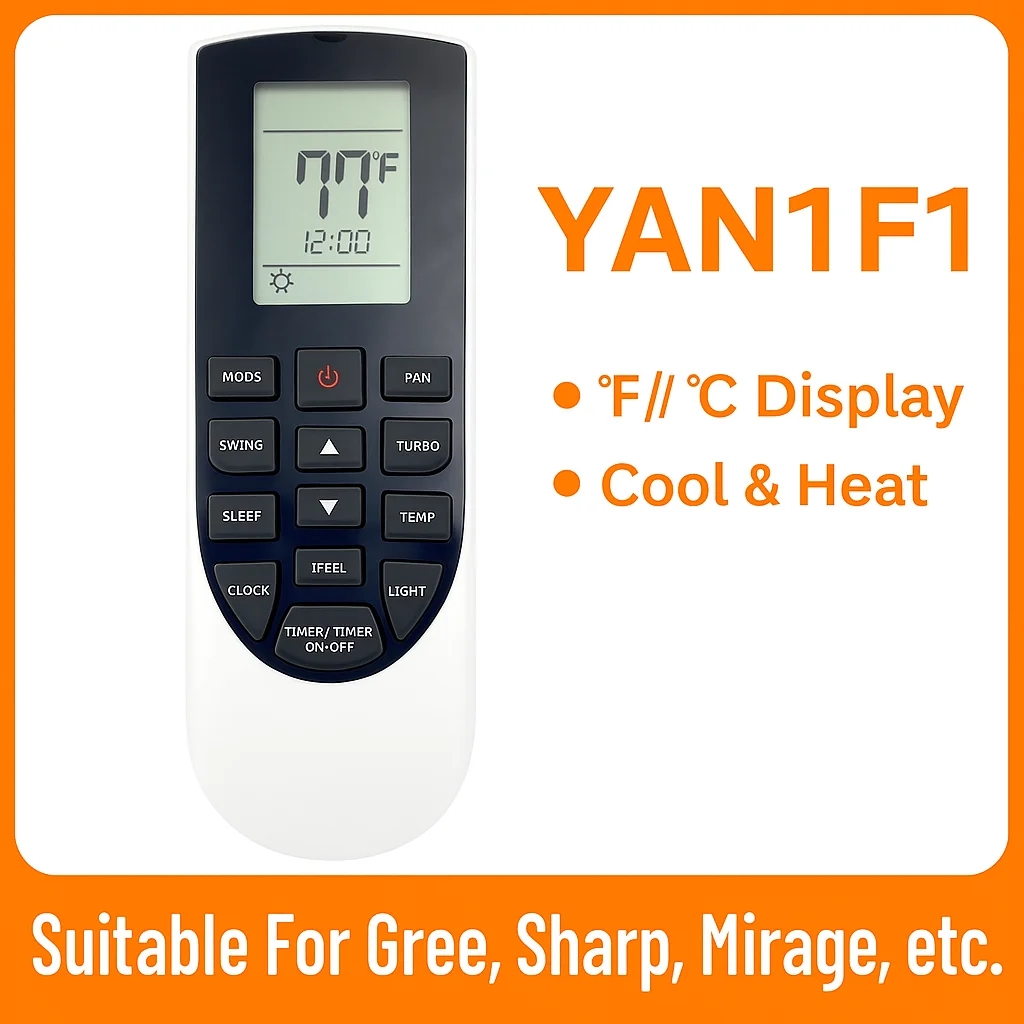 Mando a distancia YAN1F1 para aire acondicionado GREE Mirage Sharp DAITSU |   Fresco y calor | ° F/ ° Pantalla C |   Controlador de A/C de repuesto