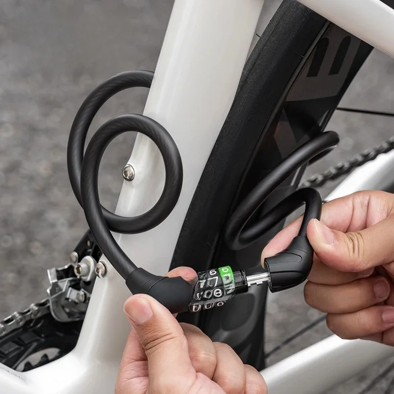 AliExpress UK ROCKBROS Bike Cable Lock MTB Road Bicycle Anti-Theft Password Lock PVC Steel Cable Lock for Motorcycle Scooter Bike Accessories