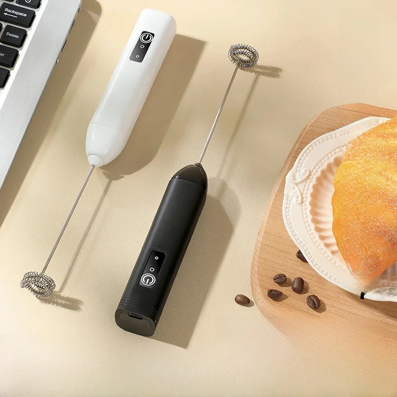 Elektrischer Milchaufschäumer, USB wiederaufladbar, Hand-Ei-Schläger, 3 Geschwindigkeiten, Schaumbereiter, Mixer, Kaffee, Getränk, Aufschäumen, Zauberstab, Schäumer, Küche