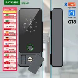 New RAYKUBE G18 Tuya Bluetooth Smart Glass Lock Fingerprint Electronic Digital Lock APP/IC Card/Password Unlock For Glass Door