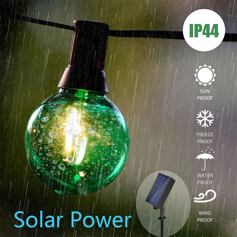 

21M Outdoor G40 Solar Power Fairy String Lights Festoon RGB Backyard Party LED Bulbs Indoor Waterproof Wedding Holiday Decor