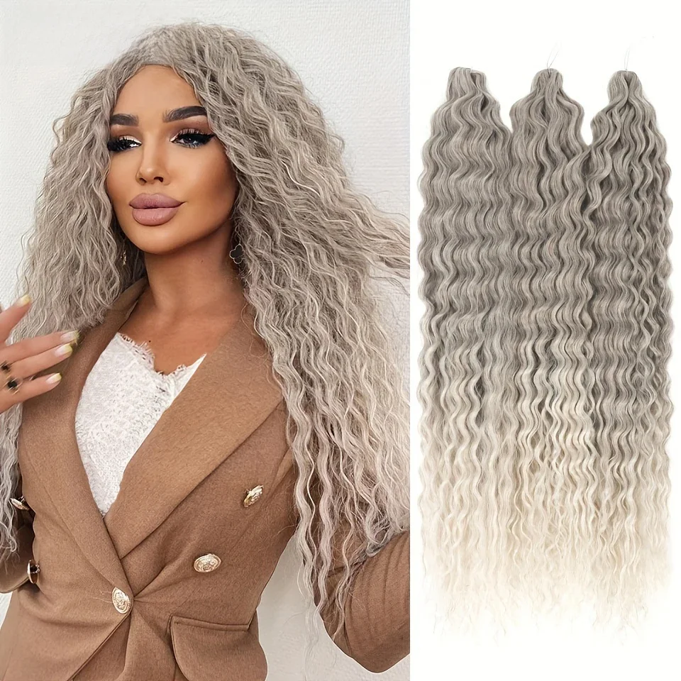 Ariel Curl Hair Synthetic Water Wave Twist Crochet Hair Afro Curls Crochet Braids Ombre Pink Braiding Hair Extension For Women — 2