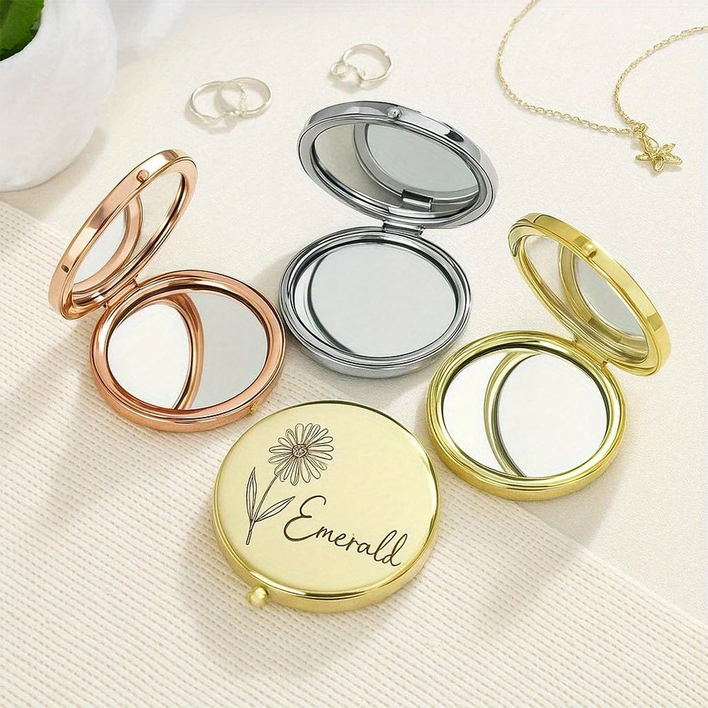 Custom Letter Compact Travel Makeup Mirror, Gift for Girlfriend, Sisters, Bridesmaids, Teachers, Mother’s Day & Birthday